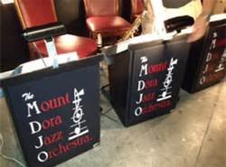 with velcroed band name on 28" swing it stand 